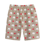 Bull Terrier Heart Pattern Print Cotton Shorts