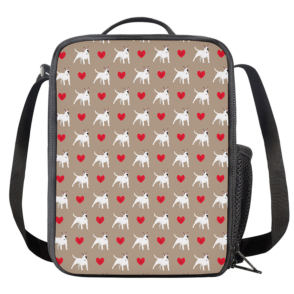 Bull Terrier Heart Pattern Print Crossbody Lunch Bag