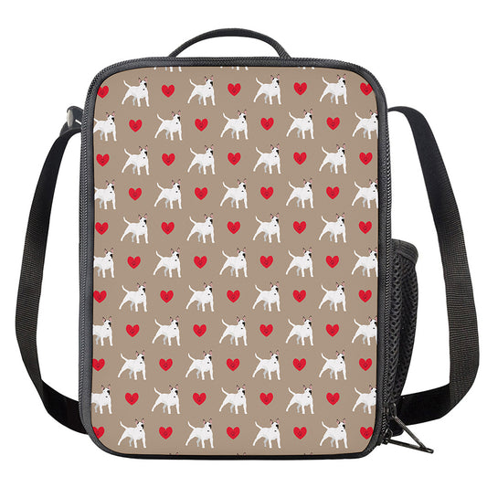 Bull Terrier Heart Pattern Print Crossbody Lunch Bag