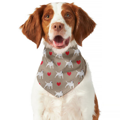 Bull Terrier Heart Pattern Print Dog Bandana