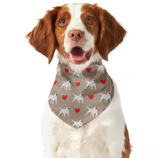 Bull Terrier Heart Pattern Print Dog Bandana