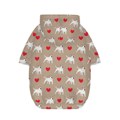 Bull Terrier Heart Pattern Print Dog Zip Up Hoodie