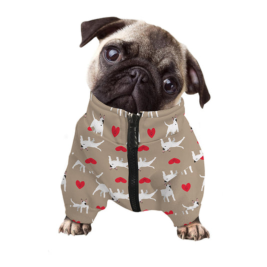 Bull Terrier Heart Pattern Print Dog Zip Up Jacket