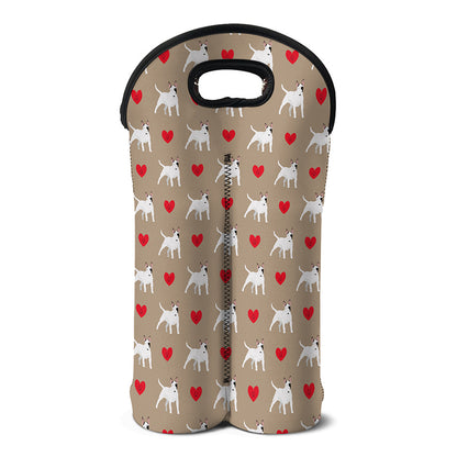 Bull Terrier Heart Pattern Print Double Neoprene Wine Tote
