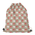 Bull Terrier Heart Pattern Print Drawstring Bag