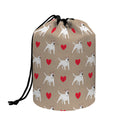Bull Terrier Heart Pattern Print Drawstring Makeup Bag