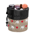 Bull Terrier Heart Pattern Print Drawstring Makeup Bag