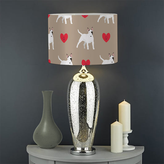 Bull Terrier Heart Pattern Print Drum Lamp Shade