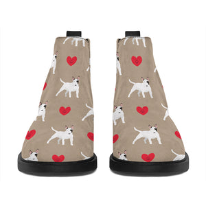 Bull Terrier Heart Pattern Print Flat Ankle Boots