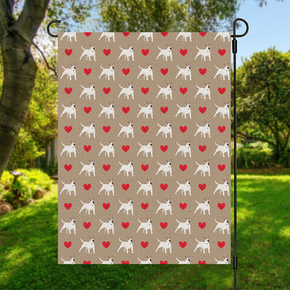 Bull Terrier Heart Pattern Print Garden Flag