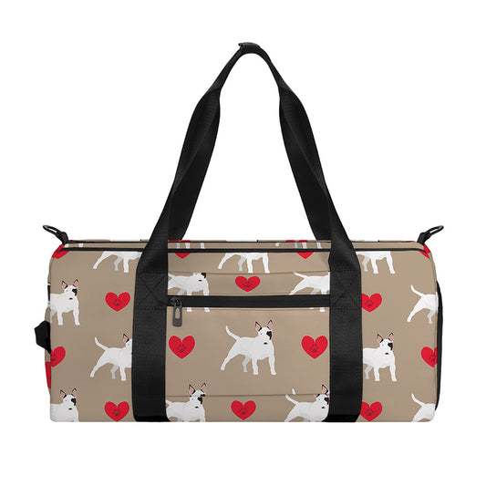 Bull Terrier Heart Pattern Print Gym Bag
