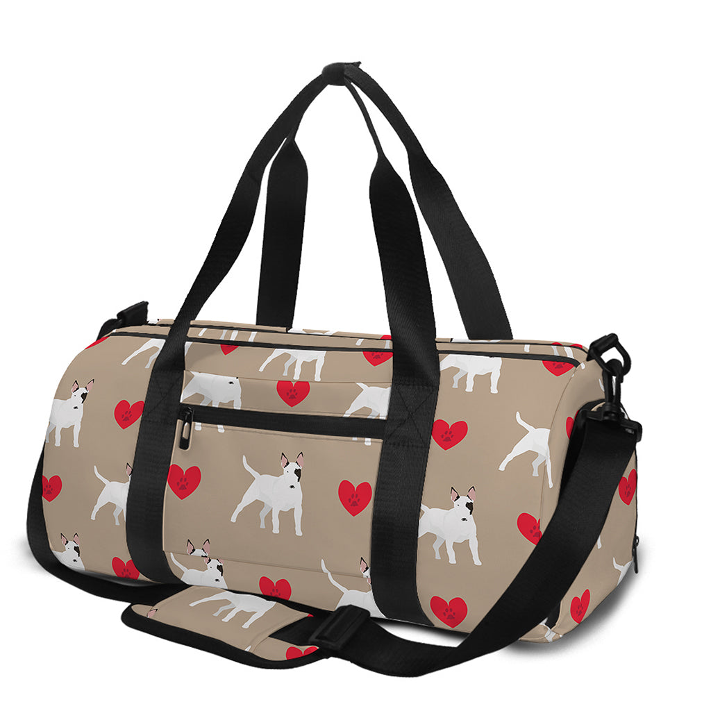 Bull Terrier Heart Pattern Print Gym Bag