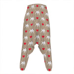Bull Terrier Heart Pattern Print Hammer Pants