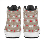 Bull Terrier Heart Pattern Print High Top Leather Sneakers