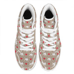Bull Terrier Heart Pattern Print High Top Leather Sneakers