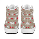 Bull Terrier Heart Pattern Print High Top Leather Sneakers