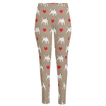 Bull Terrier Heart Pattern Print High-Waisted Pocket Leggings