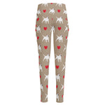 Bull Terrier Heart Pattern Print High-Waisted Pocket Leggings