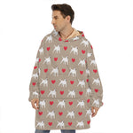 Bull Terrier Heart Pattern Print Hoodie Blanket