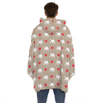Bull Terrier Heart Pattern Print Hoodie Blanket