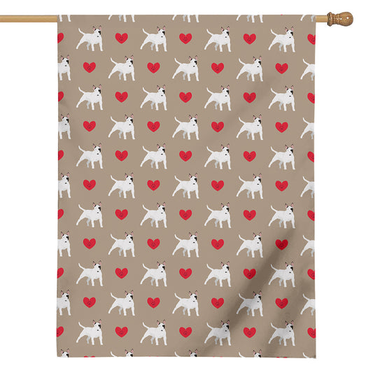 Bull Terrier Heart Pattern Print House Flag