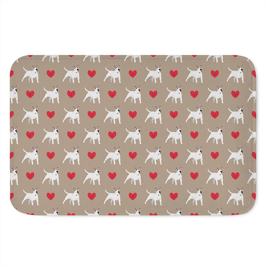 Bull Terrier Heart Pattern Print Indoor Door Mat