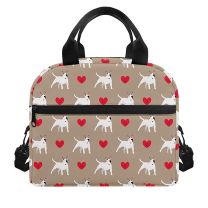 Bull Terrier Heart Pattern Print Insulated Lunch Bag