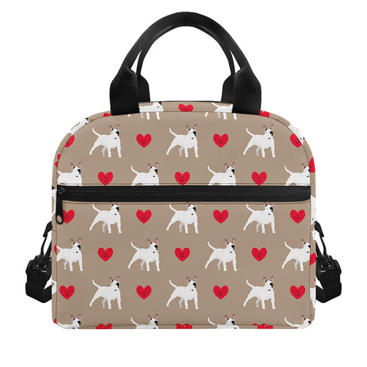 Bull Terrier Heart Pattern Print Insulated Lunch Bag
