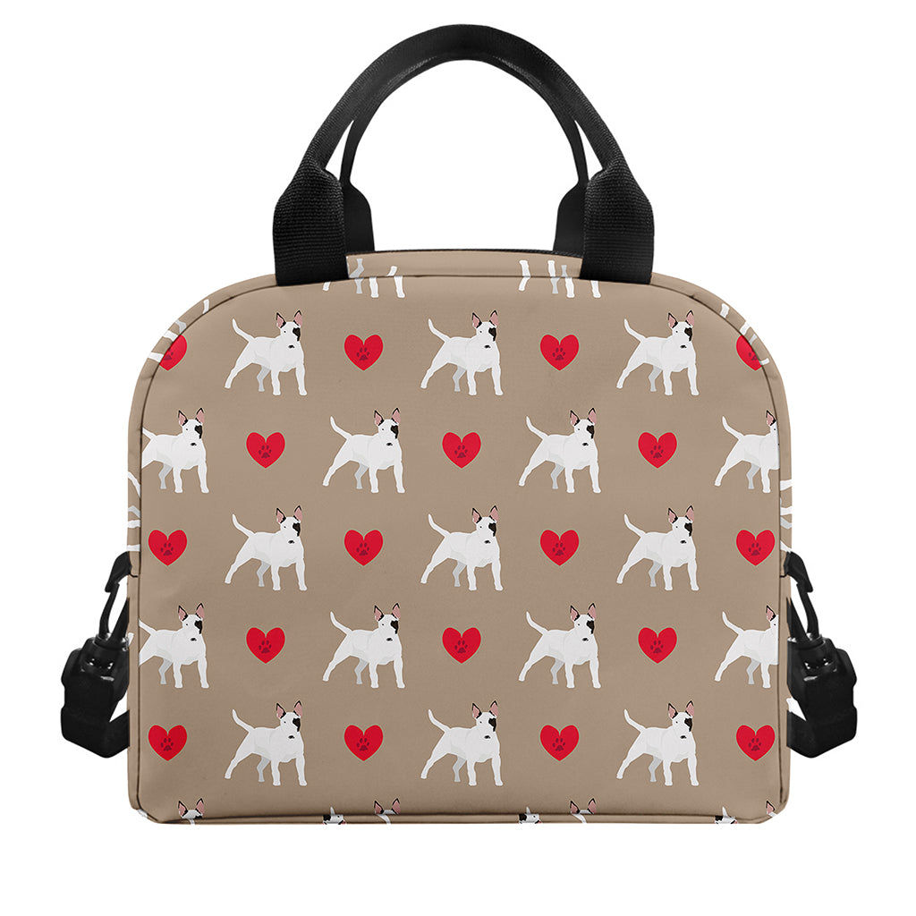 Bull Terrier Heart Pattern Print Insulated Lunch Bag