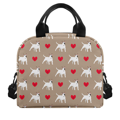Bull Terrier Heart Pattern Print Insulated Lunch Bag