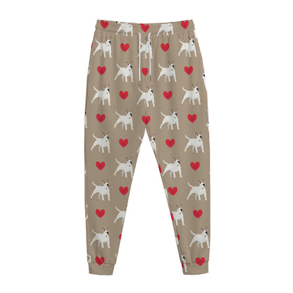 Bull Terrier Heart Pattern Print Jogger Pants