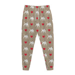 Bull Terrier Heart Pattern Print Jogger Pants