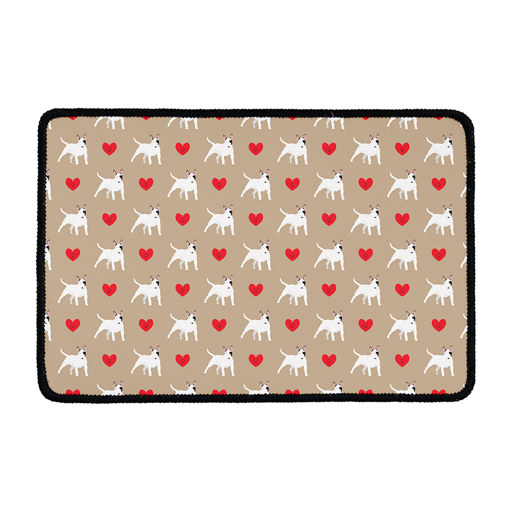 Bull Terrier Heart Pattern Print Kitchen Mat