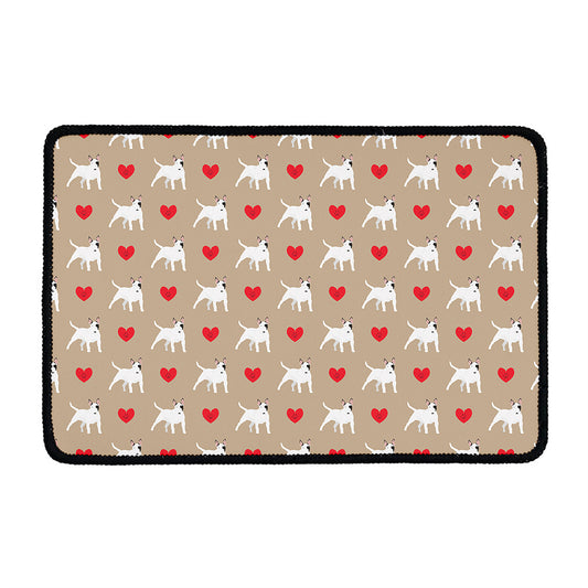 Bull Terrier Heart Pattern Print Kitchen Mat