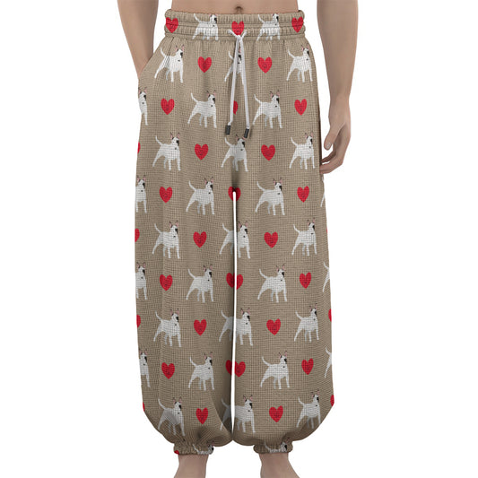 Bull Terrier Heart Pattern Print Lantern Pants