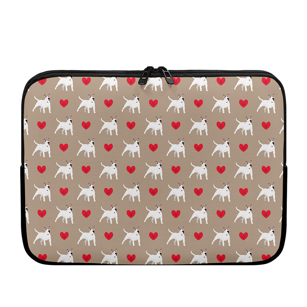 Bull Terrier Heart Pattern Print Laptop Sleeve