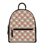 Bull Terrier Heart Pattern Print Leather Backpack