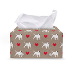 Bull Terrier Heart Pattern Print Leather Tissue Box Cover