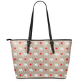 Bull Terrier Heart Pattern Print Leather Tote Bag With Zipper