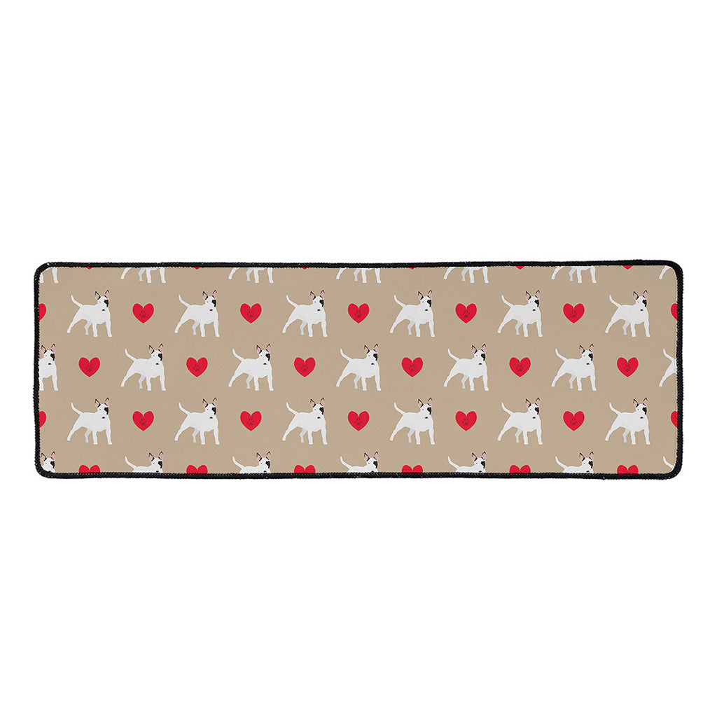 Bull Terrier Heart Pattern Print Long Kitchen Mat