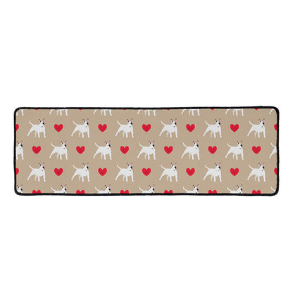 Bull Terrier Heart Pattern Print Long Kitchen Mat