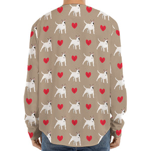 Bull Terrier Heart Pattern Print Long Sleeve Baseball Jersey