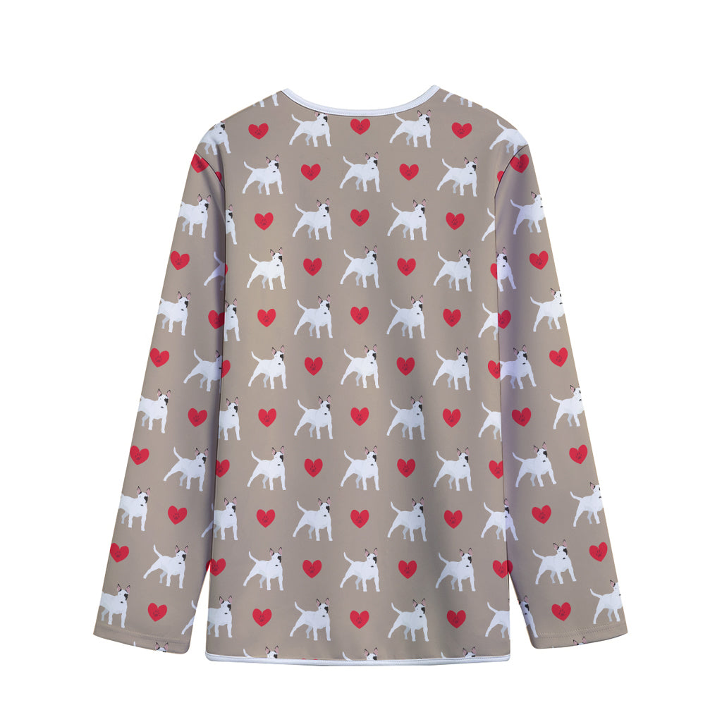 Bull Terrier Heart Pattern Print Long Sleeve Short Coat