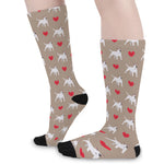 Bull Terrier Heart Pattern Print Long Socks