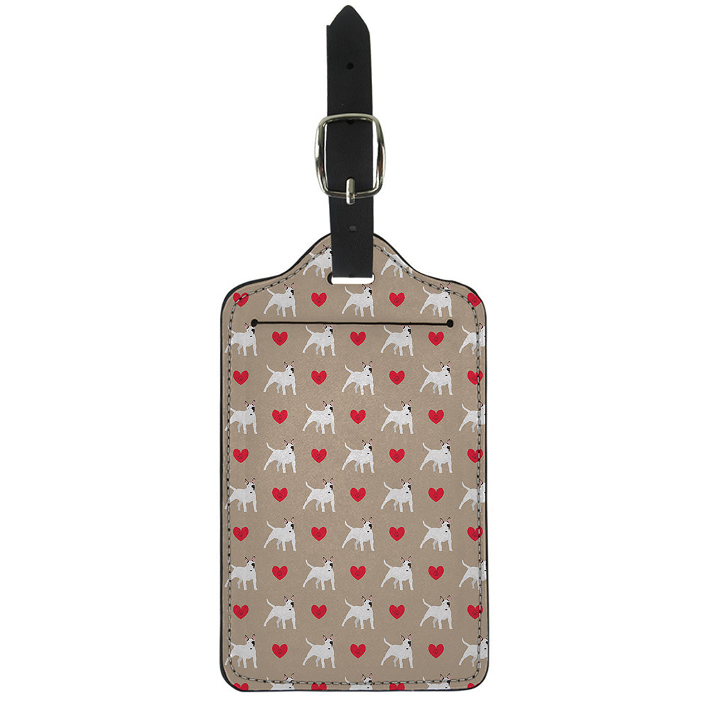 Bull Terrier Heart Pattern Print Luggage Tag