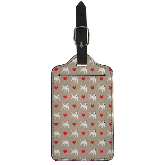 Bull Terrier Heart Pattern Print Luggage Tag