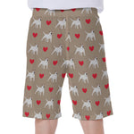 Bull Terrier Heart Pattern Print Men's Beach Shorts