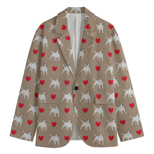 Bull Terrier Heart Pattern Print Men's Blazer