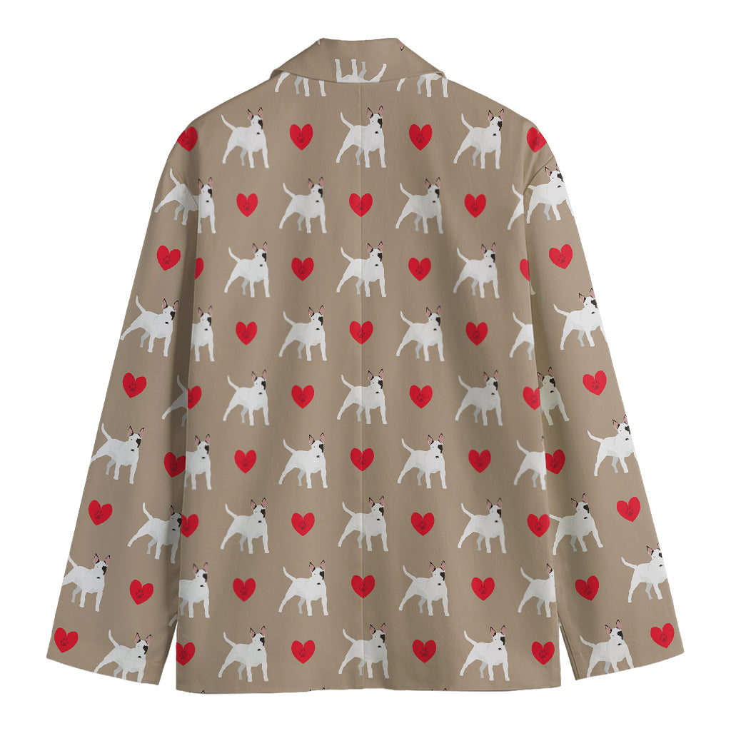 Bull Terrier Heart Pattern Print Men's Blazer