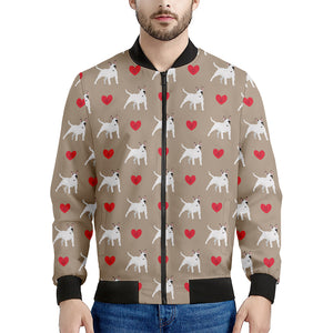 Bull Terrier Heart Pattern Print Men's Bomber Jacket